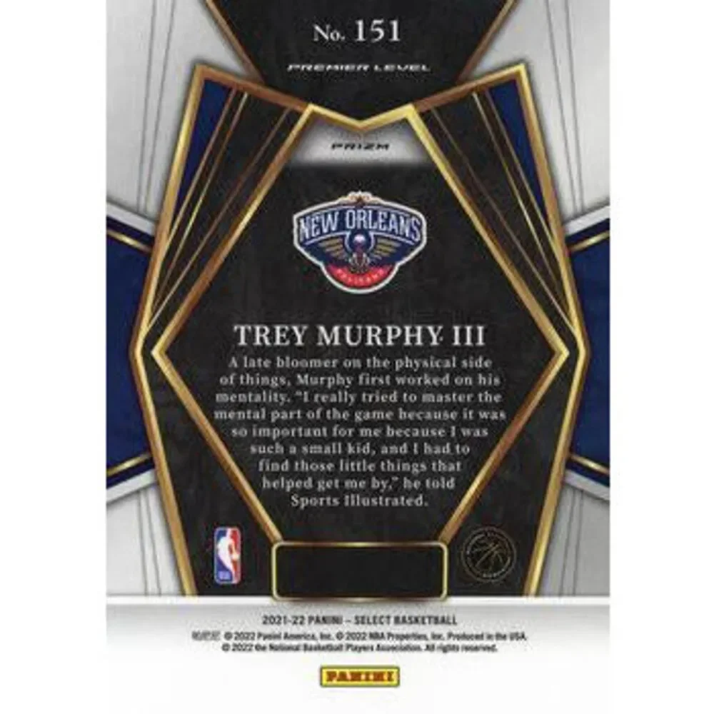2021-22 Panini Select Trey Murphy III RC Blue Prizm 151 New Orleans Pelicans